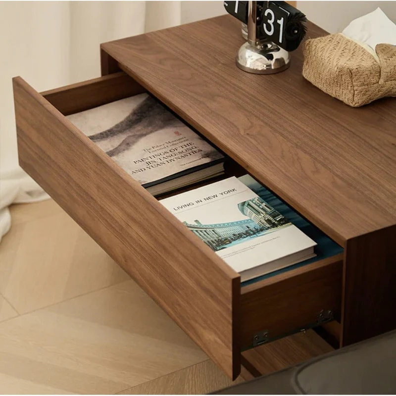 Minimalist Black Walnut Wood Bedside Table