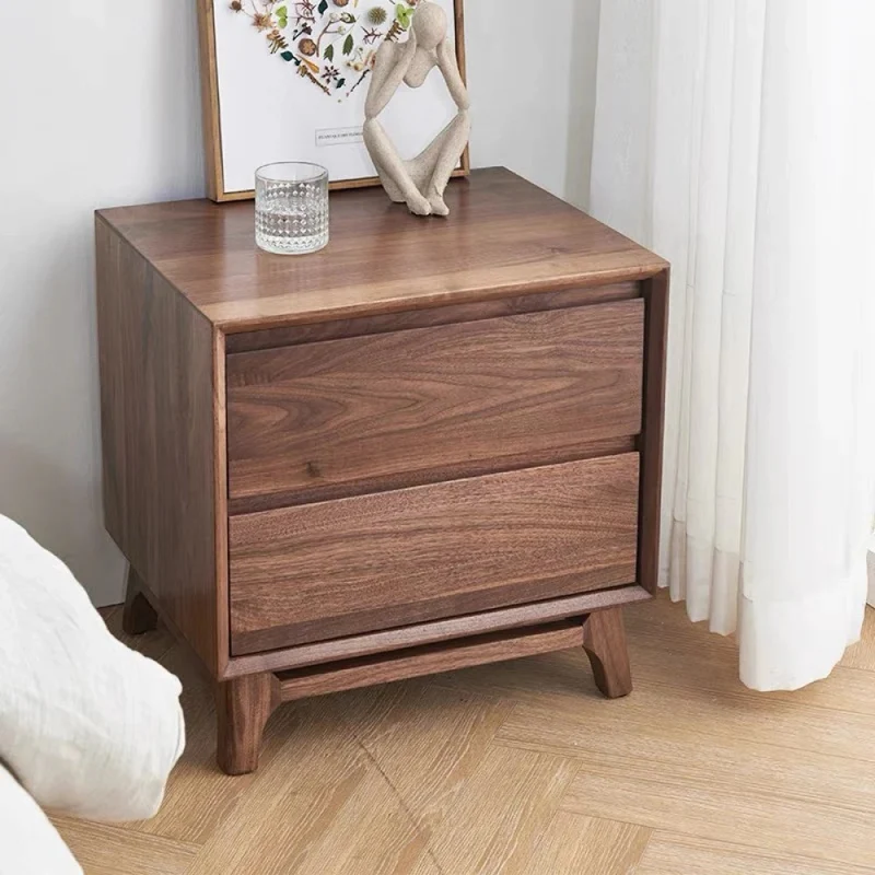 Artisan Dual Drawer Black Walnut Wood Nightstand