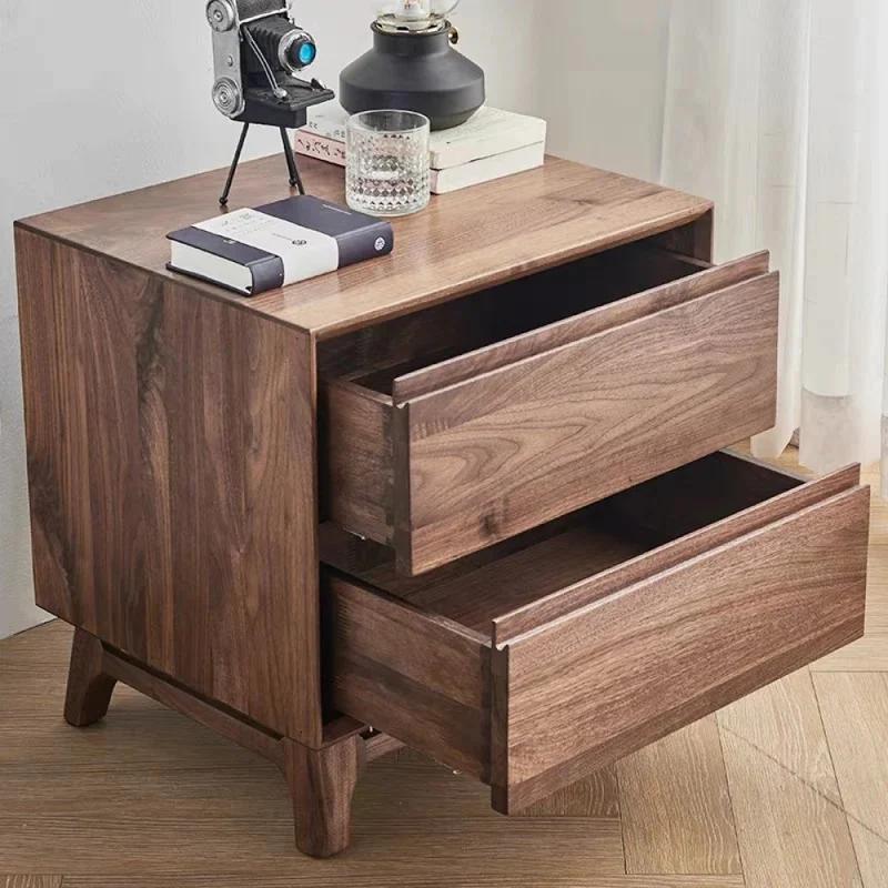 Artisan Dual Drawer Black Walnut Wood Nightstand