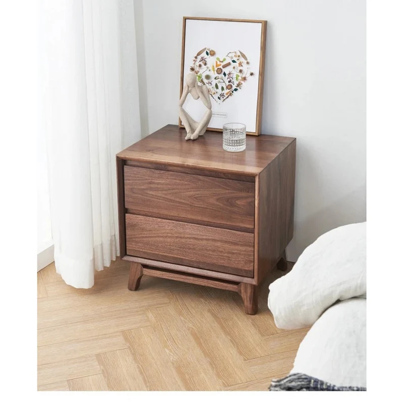 Artisan Dual Drawer Black Walnut Wood Nightstand