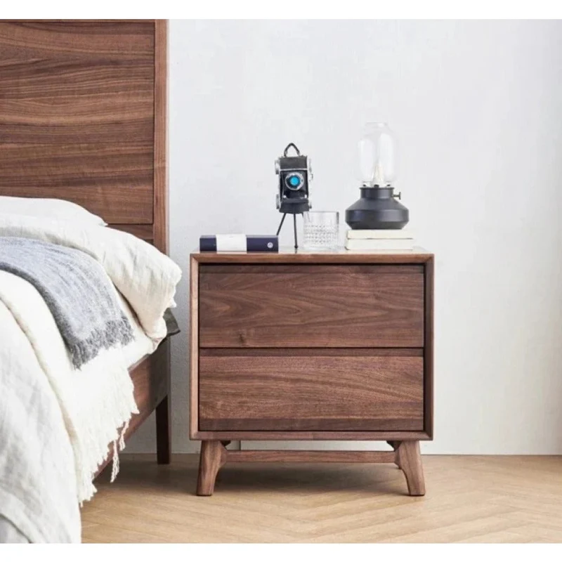 Artisan Dual Drawer Black Walnut Wood Nightstand