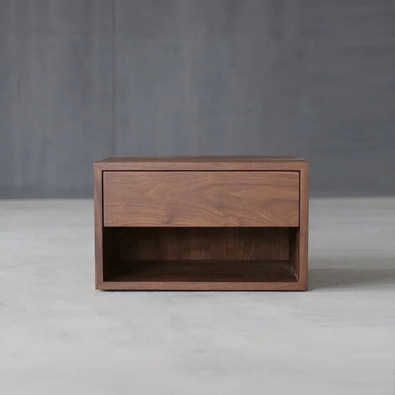 Chic Minimal Black Walnut Wood Nightstand