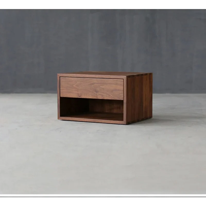 Chic Minimal Black Walnut Wood Nightstand