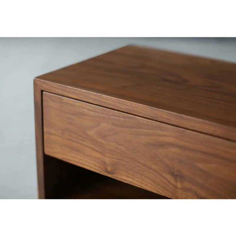 Chic Minimal Black Walnut Wood Nightstand