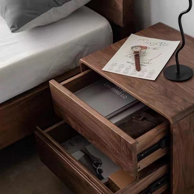 Timeless Black Walnut Wood Bedside Table