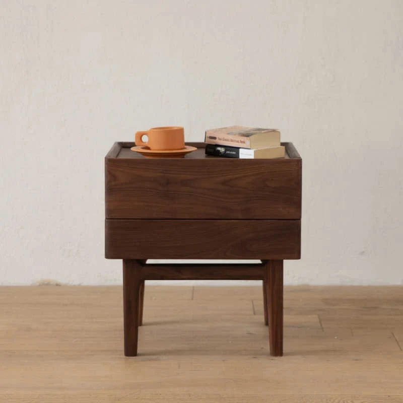 Eclipse Four High Leg Walnut Wood Bedside Table
