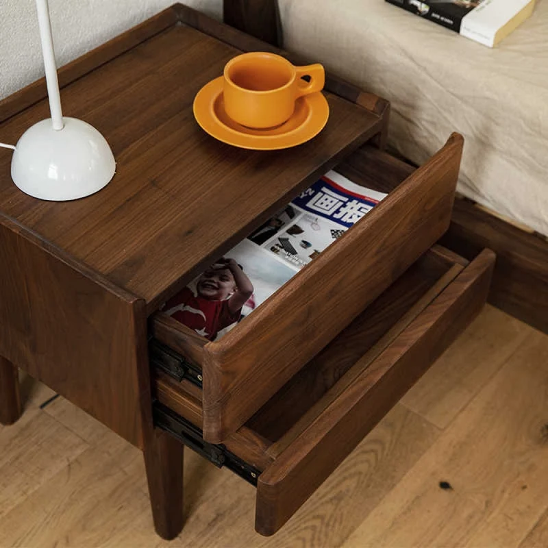 Eclipse Four High Leg Walnut Wood Bedside Table