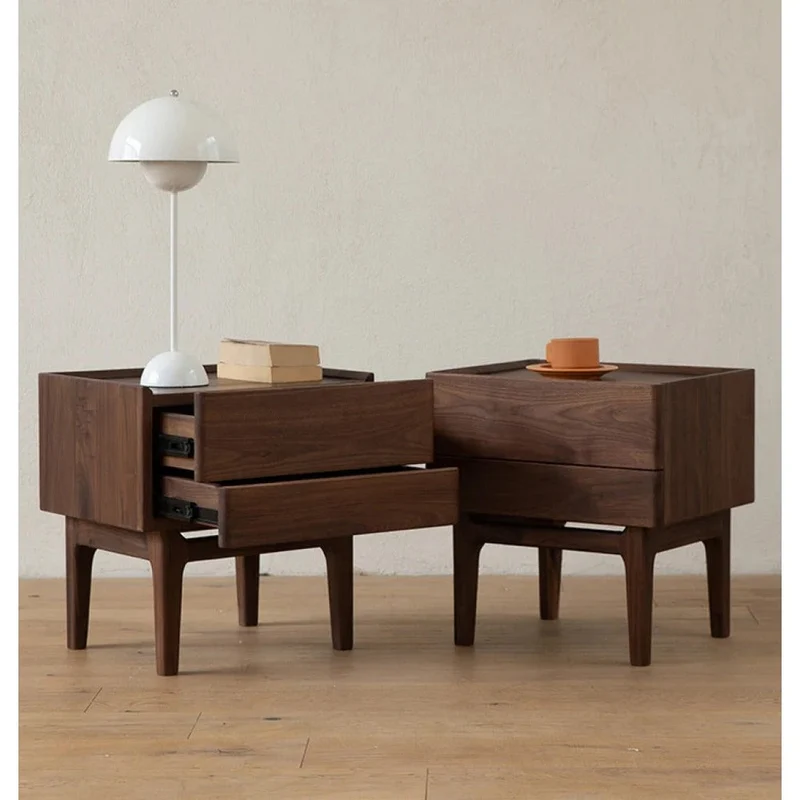 Eclipse Four High Leg Walnut Wood Bedside Table