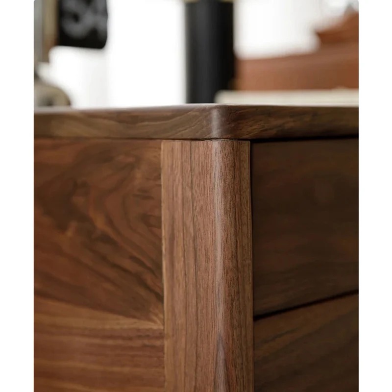 Clean Design Walnut Wood Nightstand with 2 Drawers
