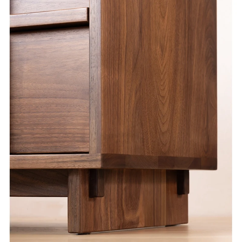 Stylish Cross Design Walnut Wood Nightstand