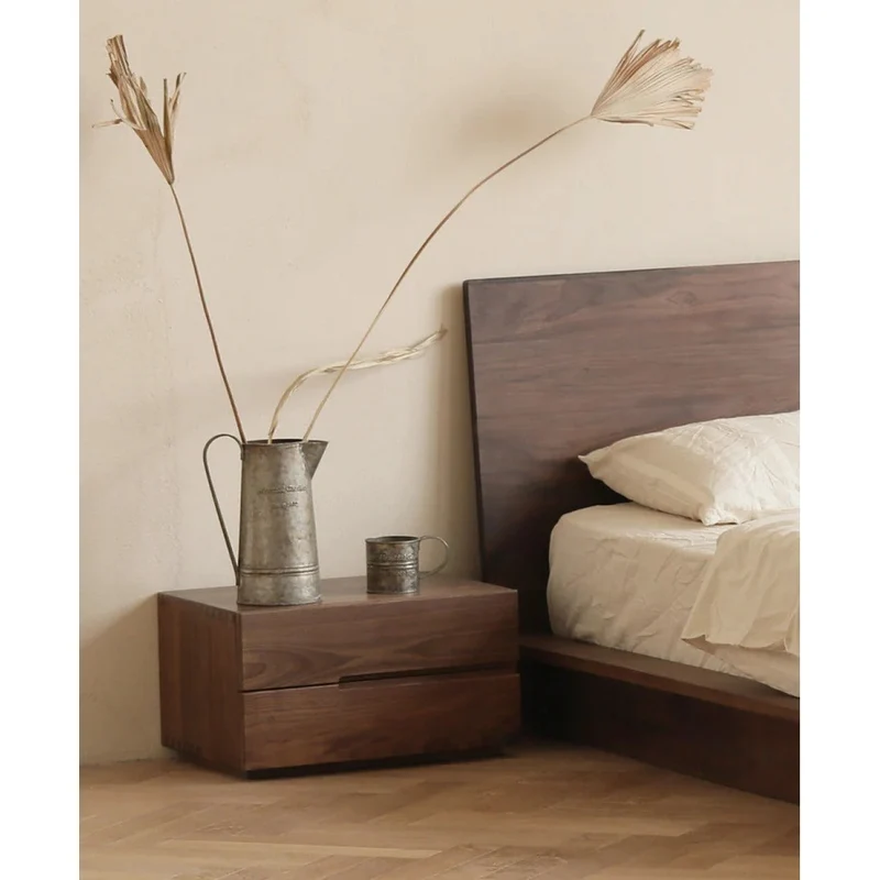 Minimalist Appeal Black Walnut Wood Nightstand