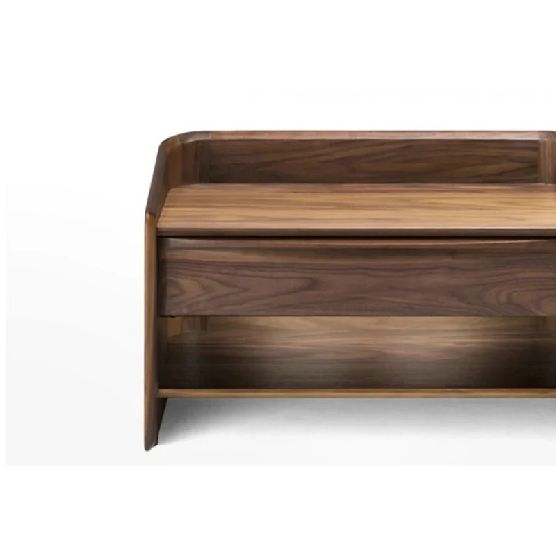 Elegant Walnut Wood Nightstand with Open Space