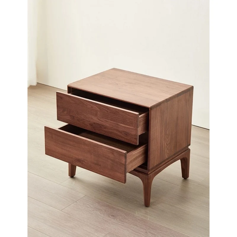 Charming Walnut Wood Nightstand with a Drawer