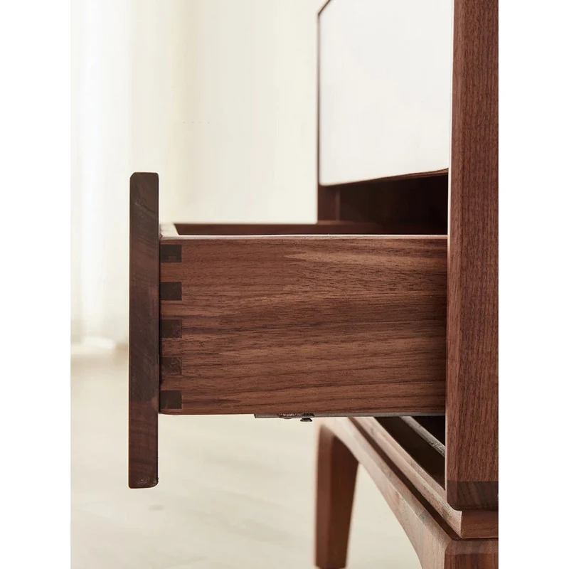 Charming Walnut Wood Nightstand with a Drawer