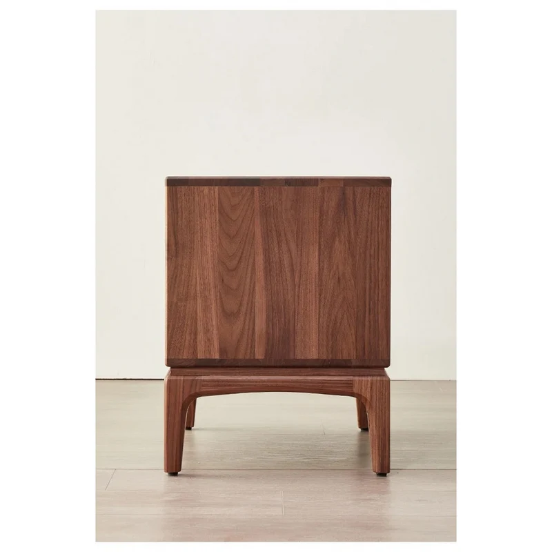 Charming Walnut Wood Nightstand with a Drawer