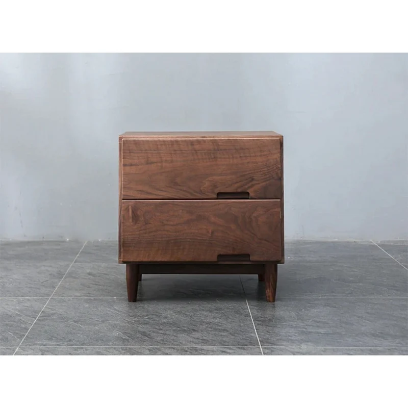 Sculpted Walnut Wood Nightstand with Personality