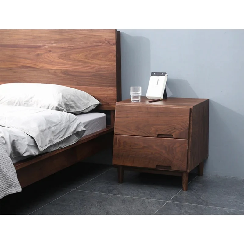 Sculpted Walnut Wood Nightstand with Personality