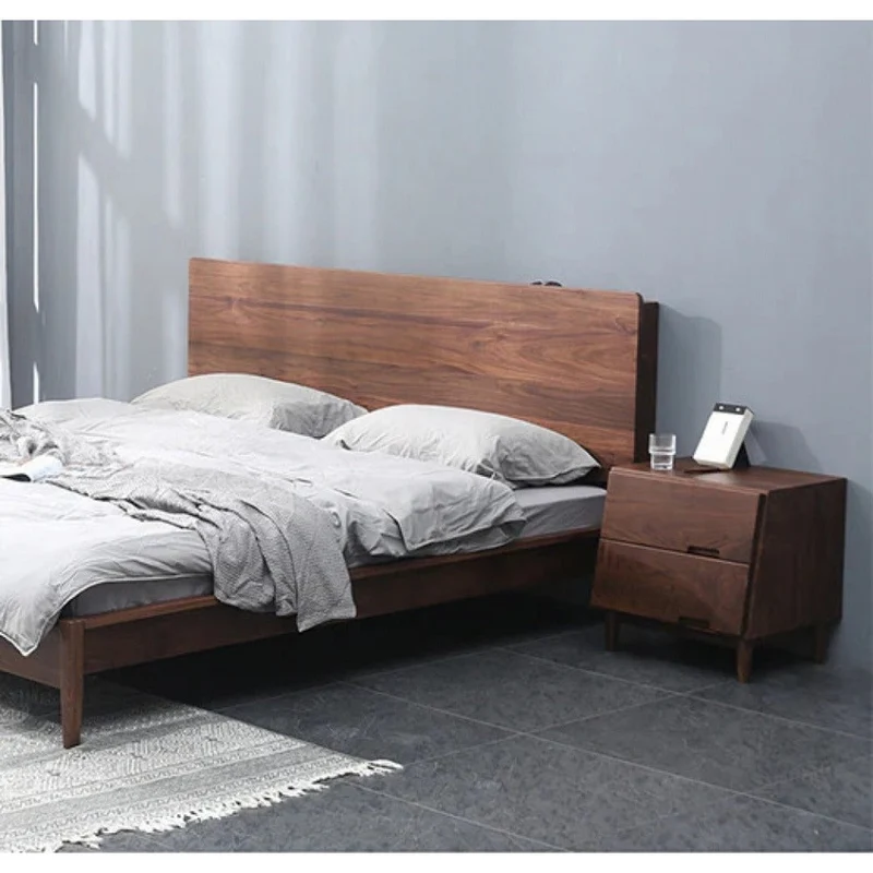 Sculpted Walnut Wood Nightstand with Personality