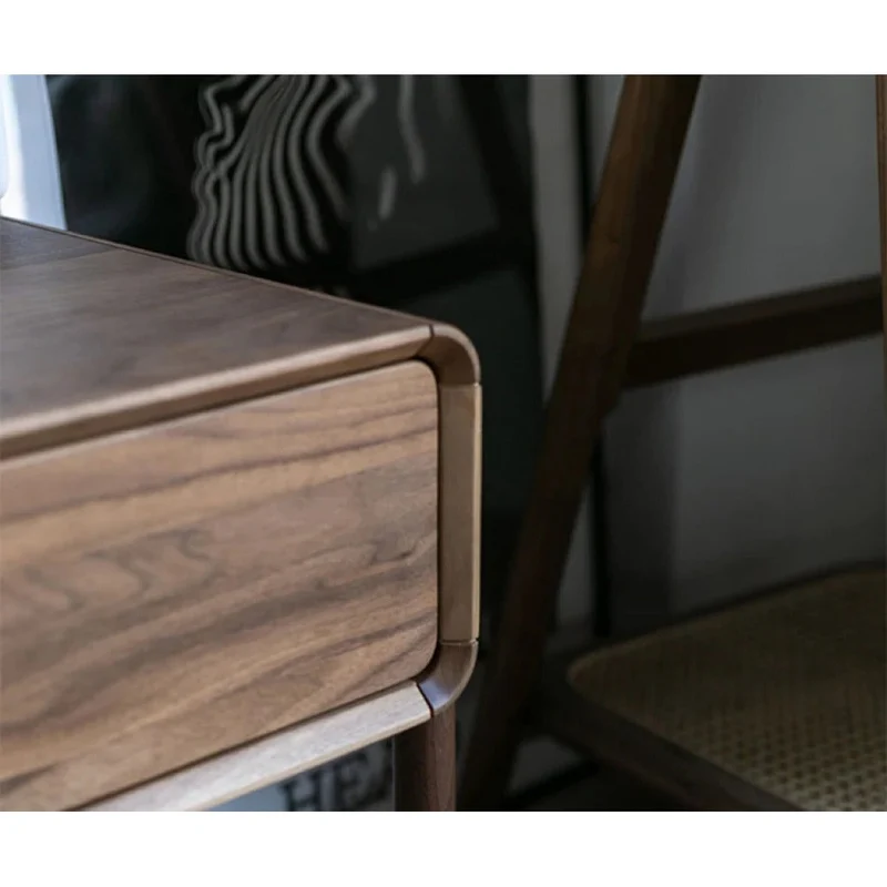 Seraph Dual Layer Black Walnut Wood Nightstand