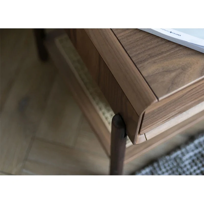 Seraph Dual Layer Black Walnut Wood Nightstand