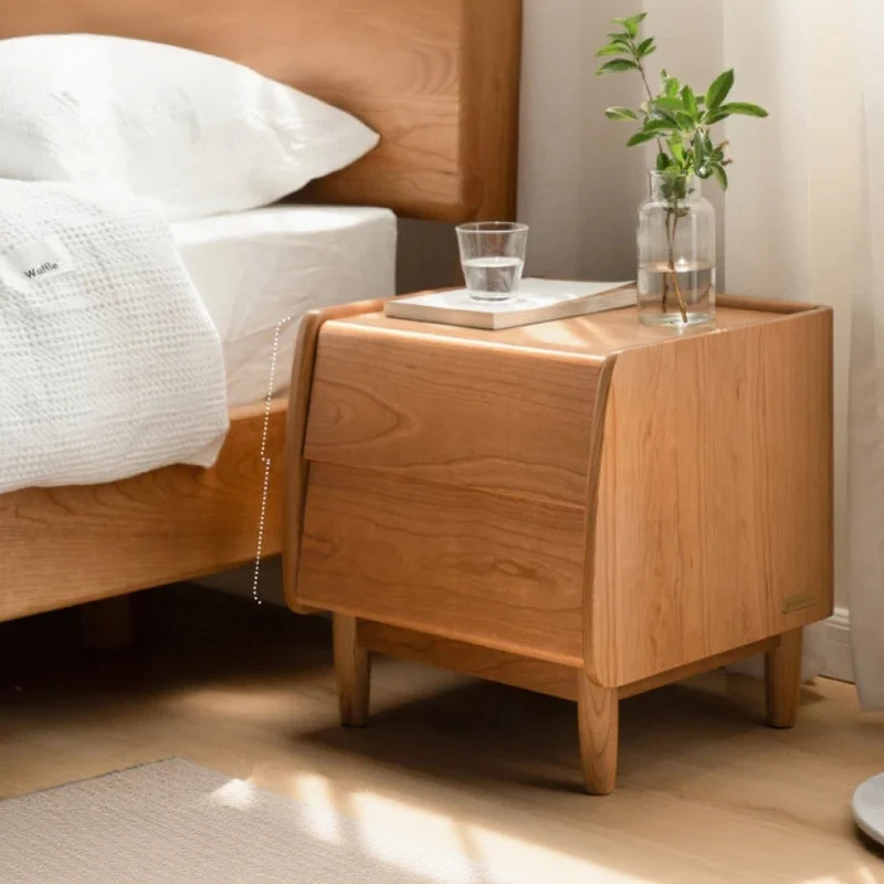 Soft Curves Cherry Wood Nightstand