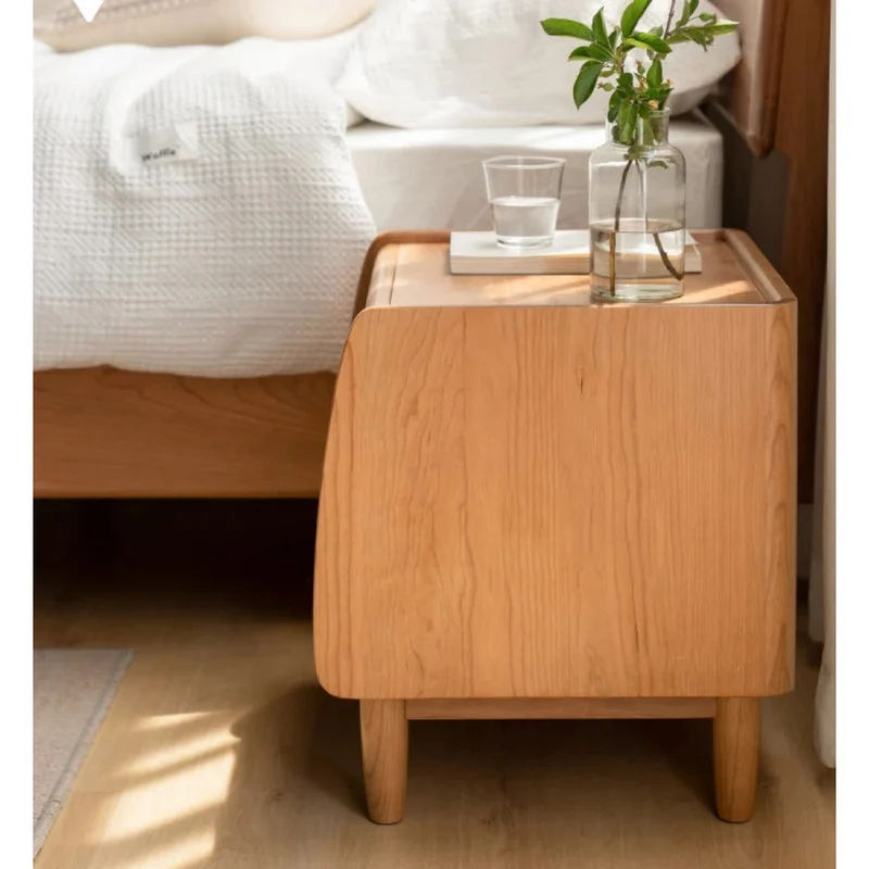 Soft Curves Cherry Wood Nightstand