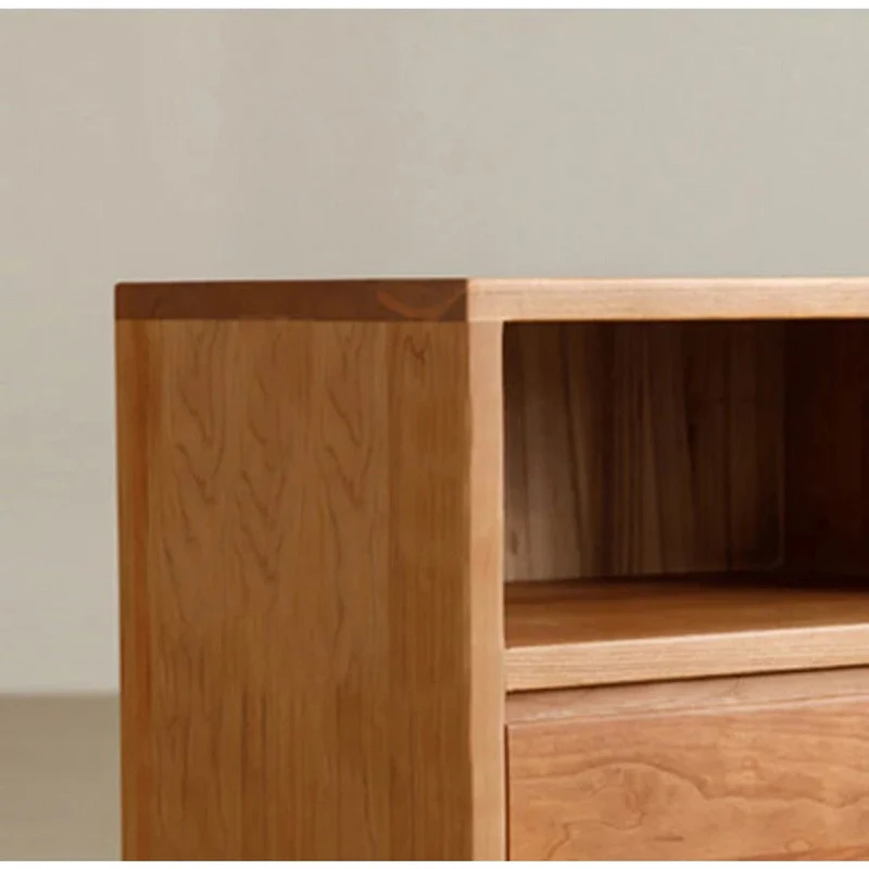 Artisan Crafted Round Leg Cherry Wood Bedside Table
