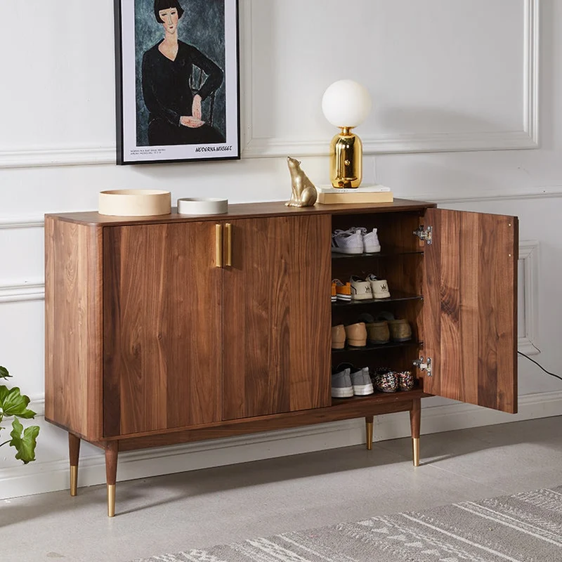 Hand-Crafted Black Walnut Wood Shoe Sideboard