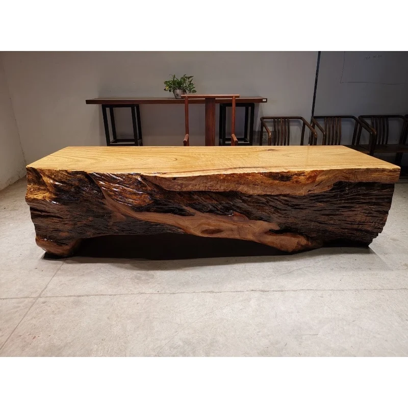 Cylindrical Large Solid Wood Table