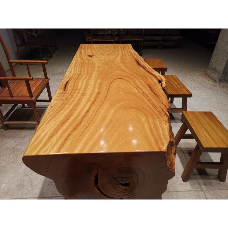 Cylindrical Large Solid Wood Table
