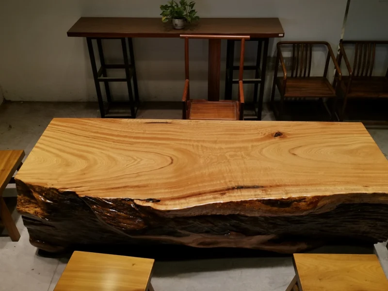 Cylindrical Large Solid Wood Table