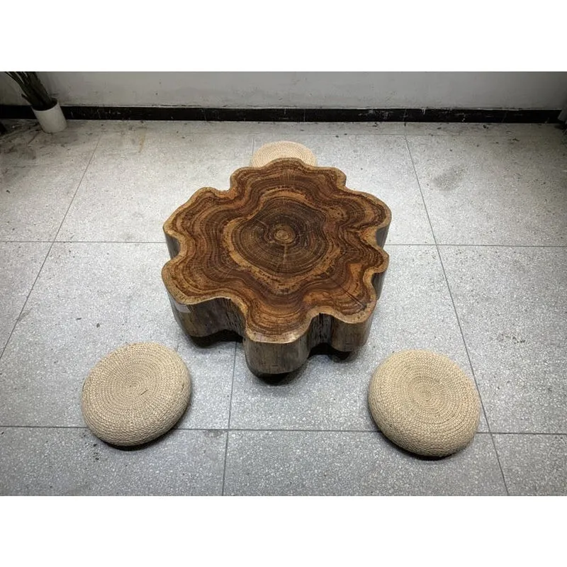 Wildflower Shape Brown Drum Coffee Table