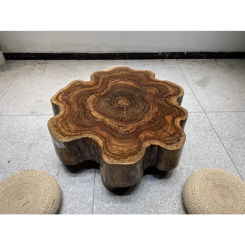Wildflower Shape Brown Drum Coffee Table