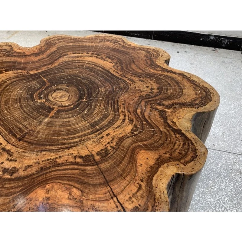 Wildflower Shape Brown Drum Coffee Table