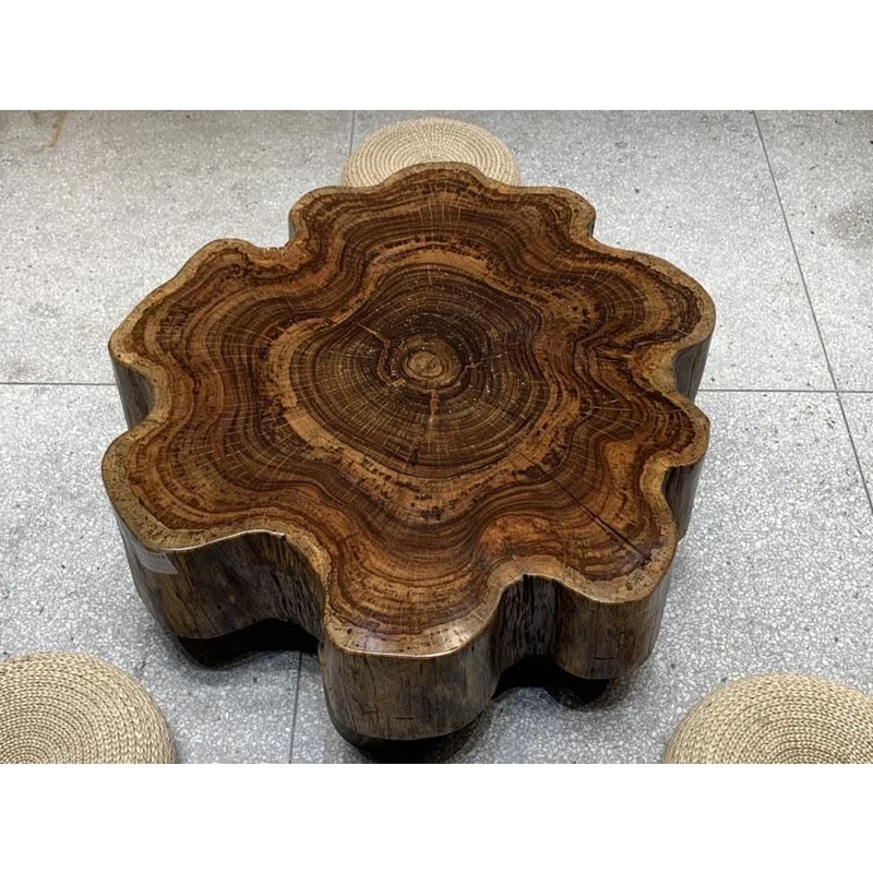 Wildflower Shape Brown Drum Coffee Table