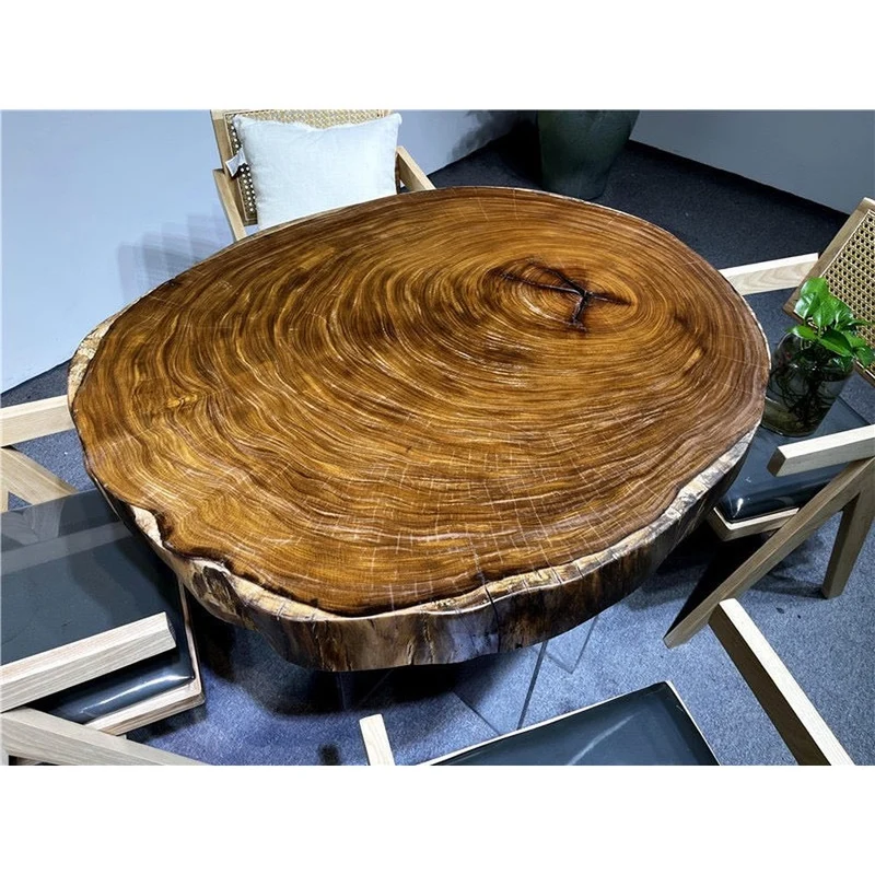 Live Edge Teak Wood Round Coffee Table