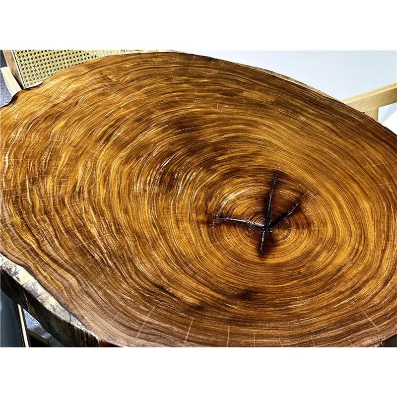 Live Edge Teak Wood Round Coffee Table