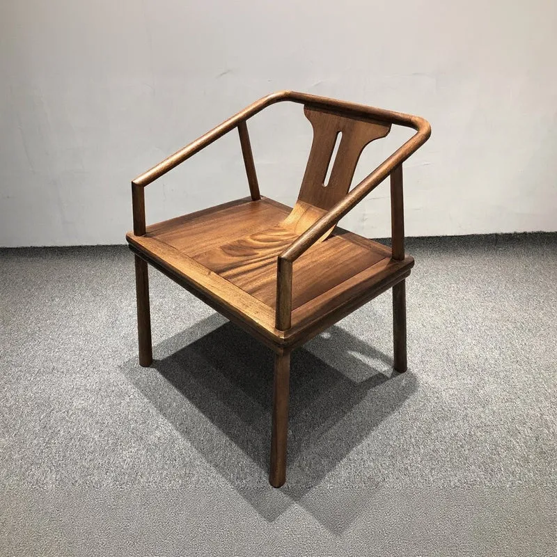Handmade Unique Low Back Solid Wood Arm Chair