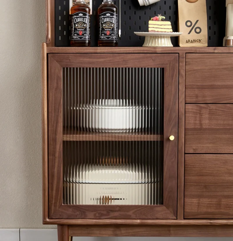 Black Walnut Wood Kitchen Storage Cupboard with Electric Power Track Included