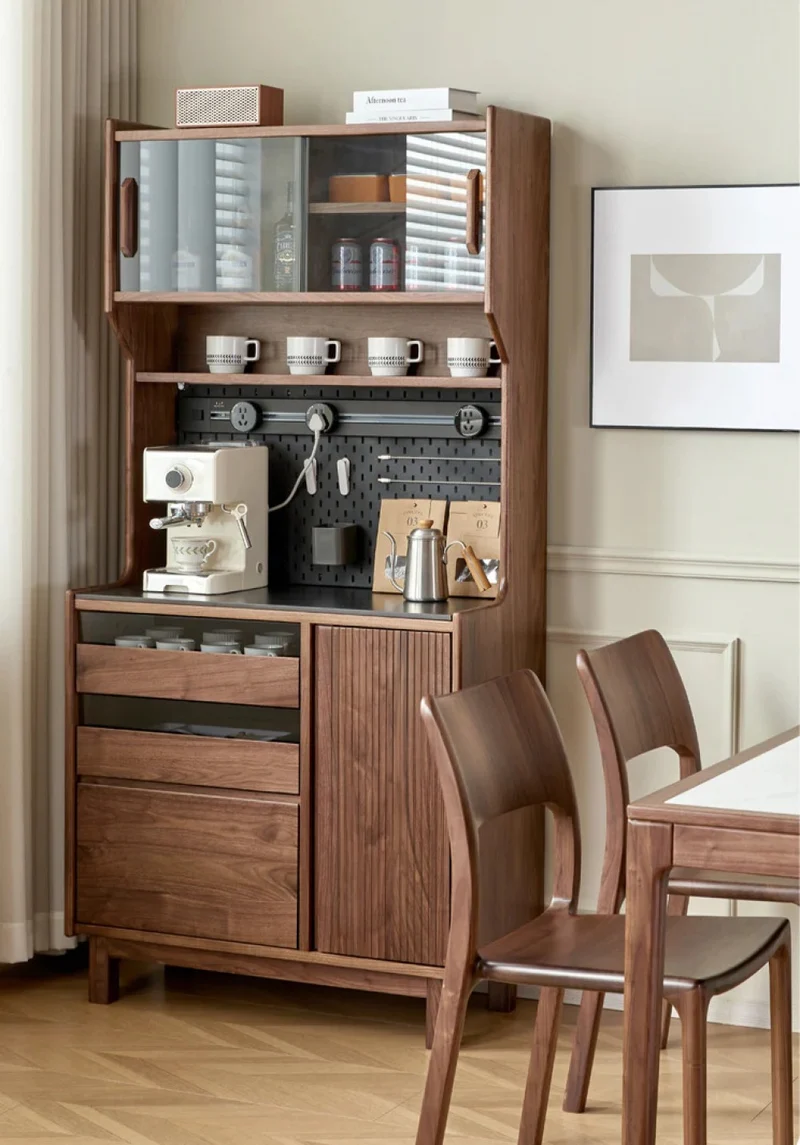 Aurum Narrow Walnut Wood Buffet Server with 3 Drawers and Opening Doors