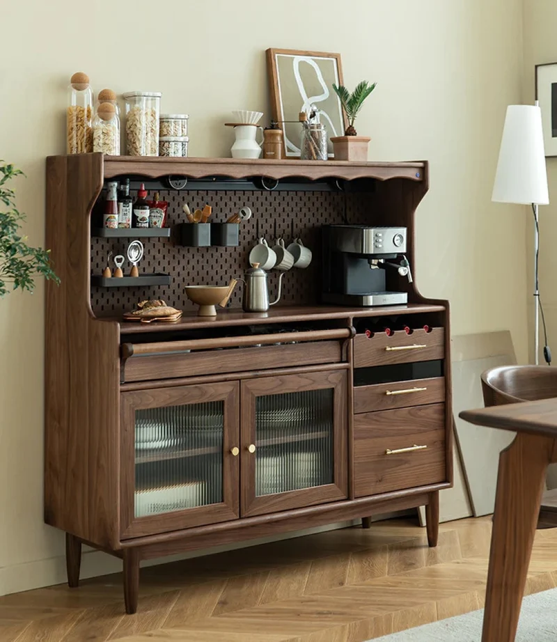 Solid Walnut Wood Pantry Kitchen Cupboard