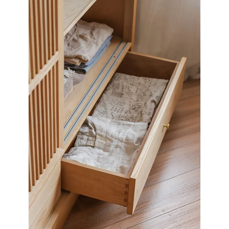 Japanese Style Grille Door Ash Wood Wardrobe
