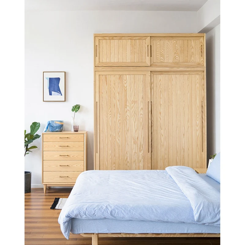 Sage Dual Storage Space Ash Wood Wardrobe