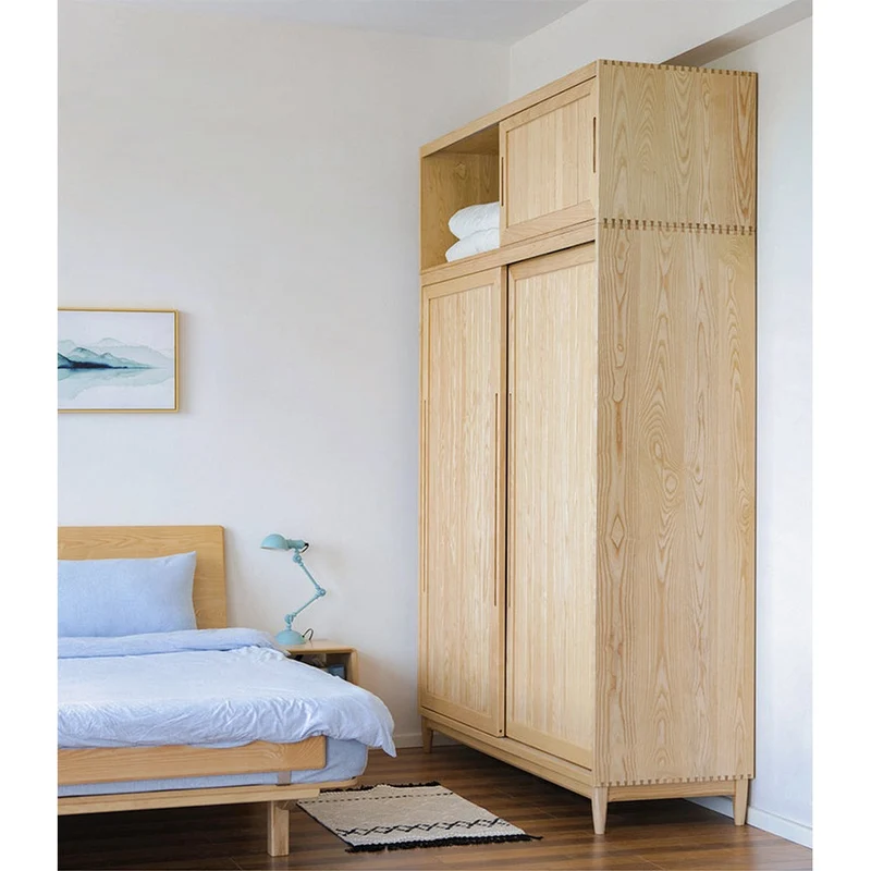 Sage Dual Storage Space Ash Wood Wardrobe