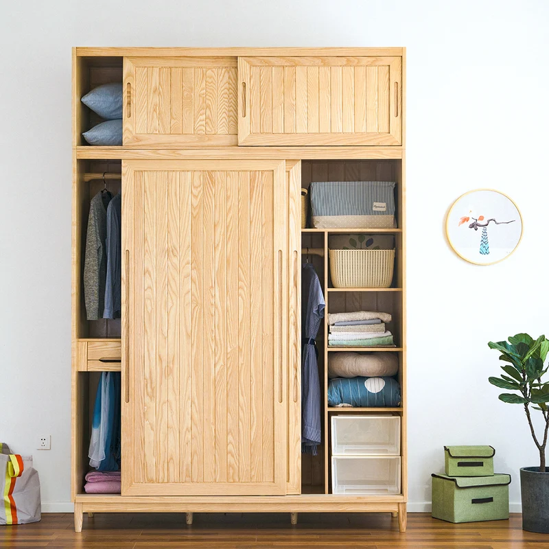 Sage Dual Storage Space Ash Wood Wardrobe