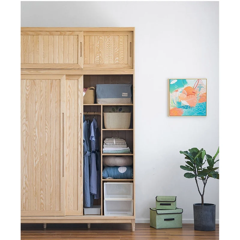 Sage Dual Storage Space Ash Wood Wardrobe