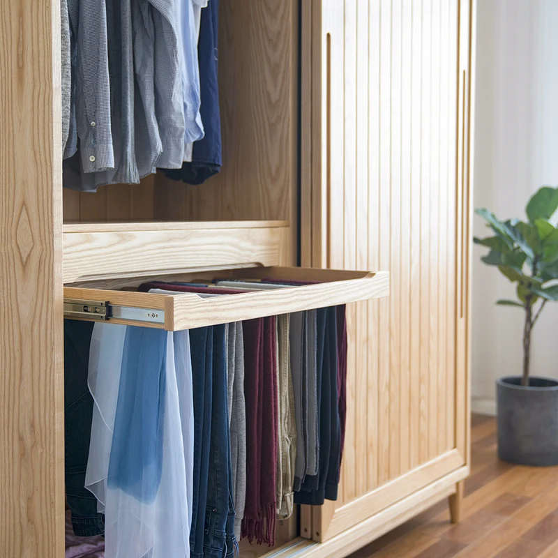 Sage Dual Storage Space Ash Wood Wardrobe