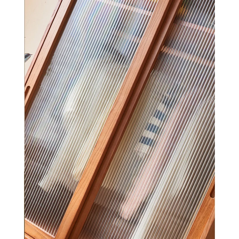 Elegant Cherry Wood Wardrobe with Mirrored Doors