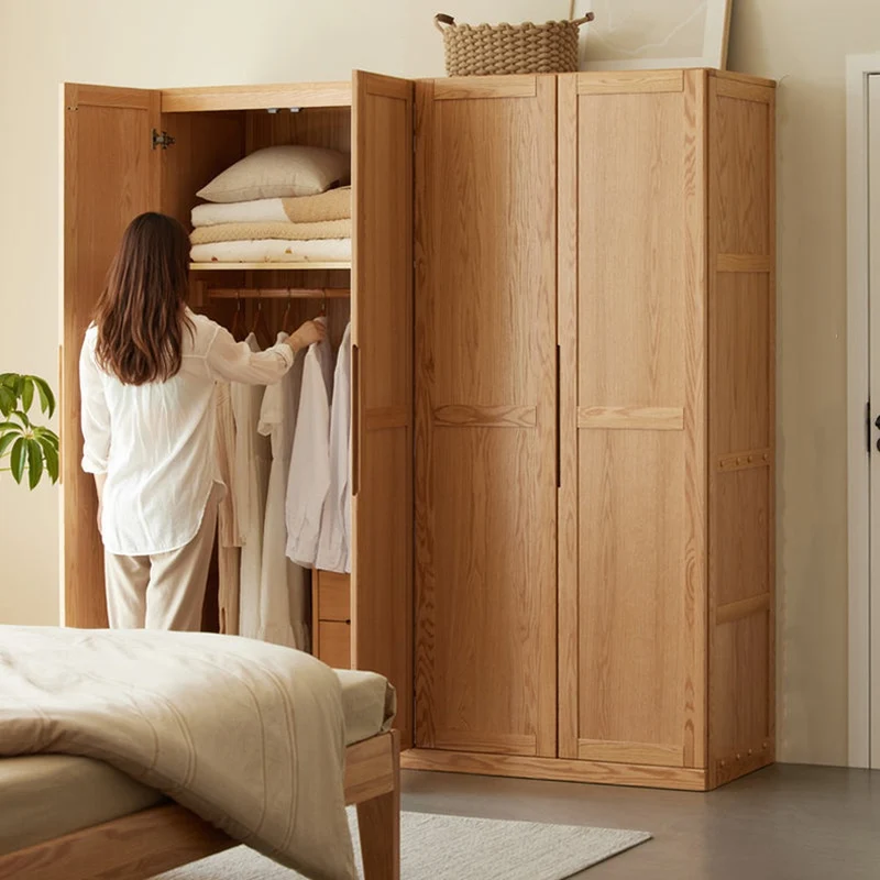 Unity Simple Hidden Door Solid Oak Wood Wardrobe