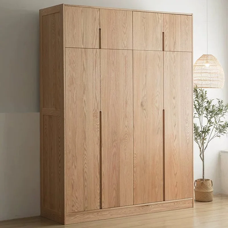 Lavish Custom White Oak Wood Wardrobe